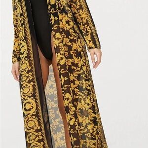 Fashion Nova Black and Gold Sheer Cover-Up